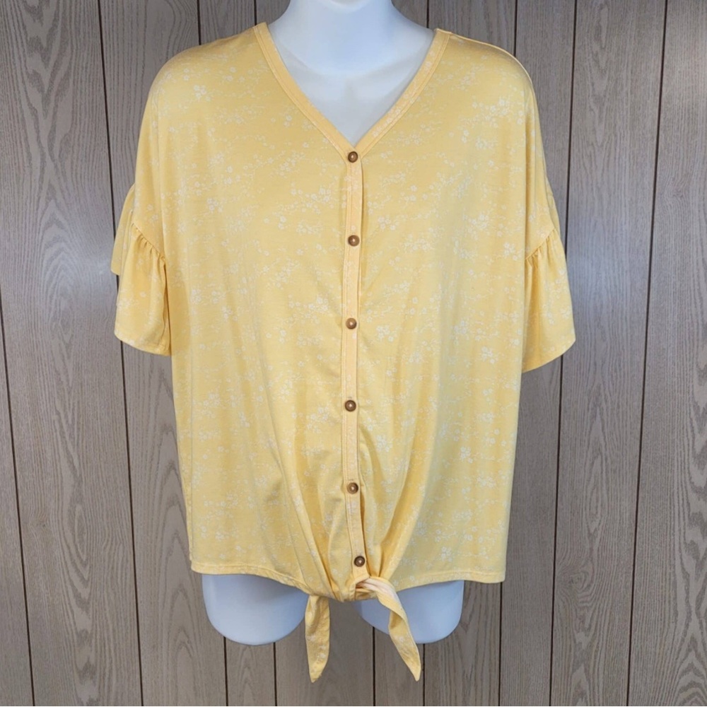 Yellow Button-Down nursing/ maternity Top